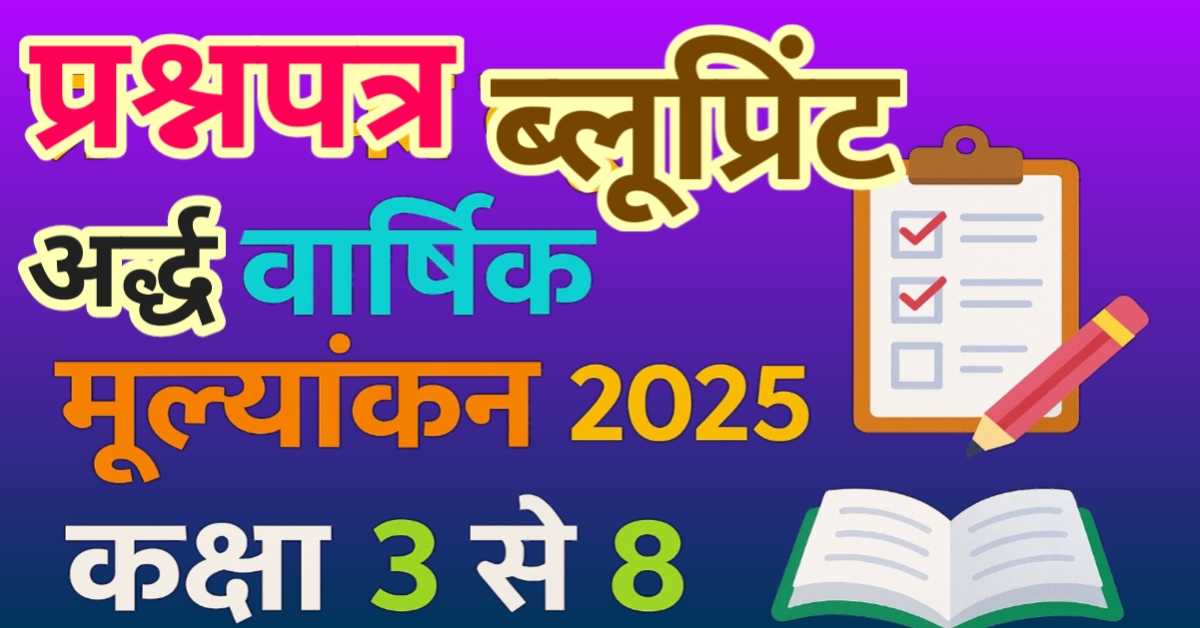 प्रश्न पत्र ब्लूप्रिंट अर्द्धवार्षिक मूल्यांकन 2025-26 कक्षा 3 से 8